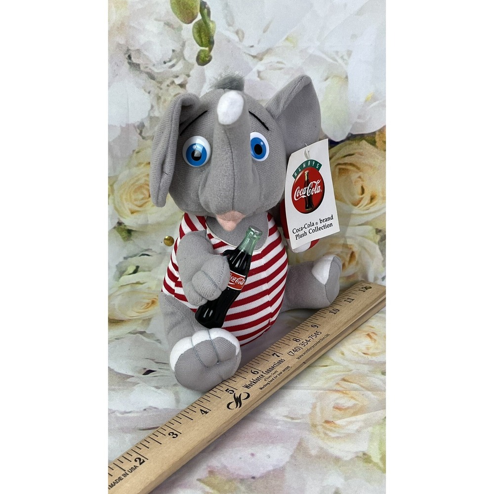 Vintage Coca-Cola Plush Elephant w/ Coke Bottle 1993 Stuffed Animal Play By Play